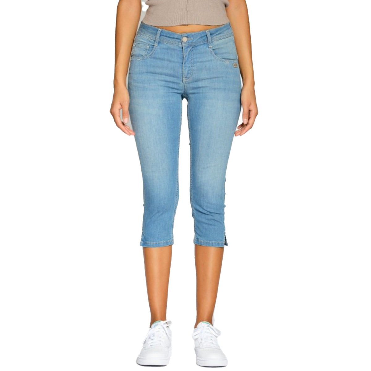 GANG Damen Capri Jeans 94AMELIE Midblue Wave Wash Melange gang-damen-capri-jeans-94amelie-midblue-wave-wash-melange