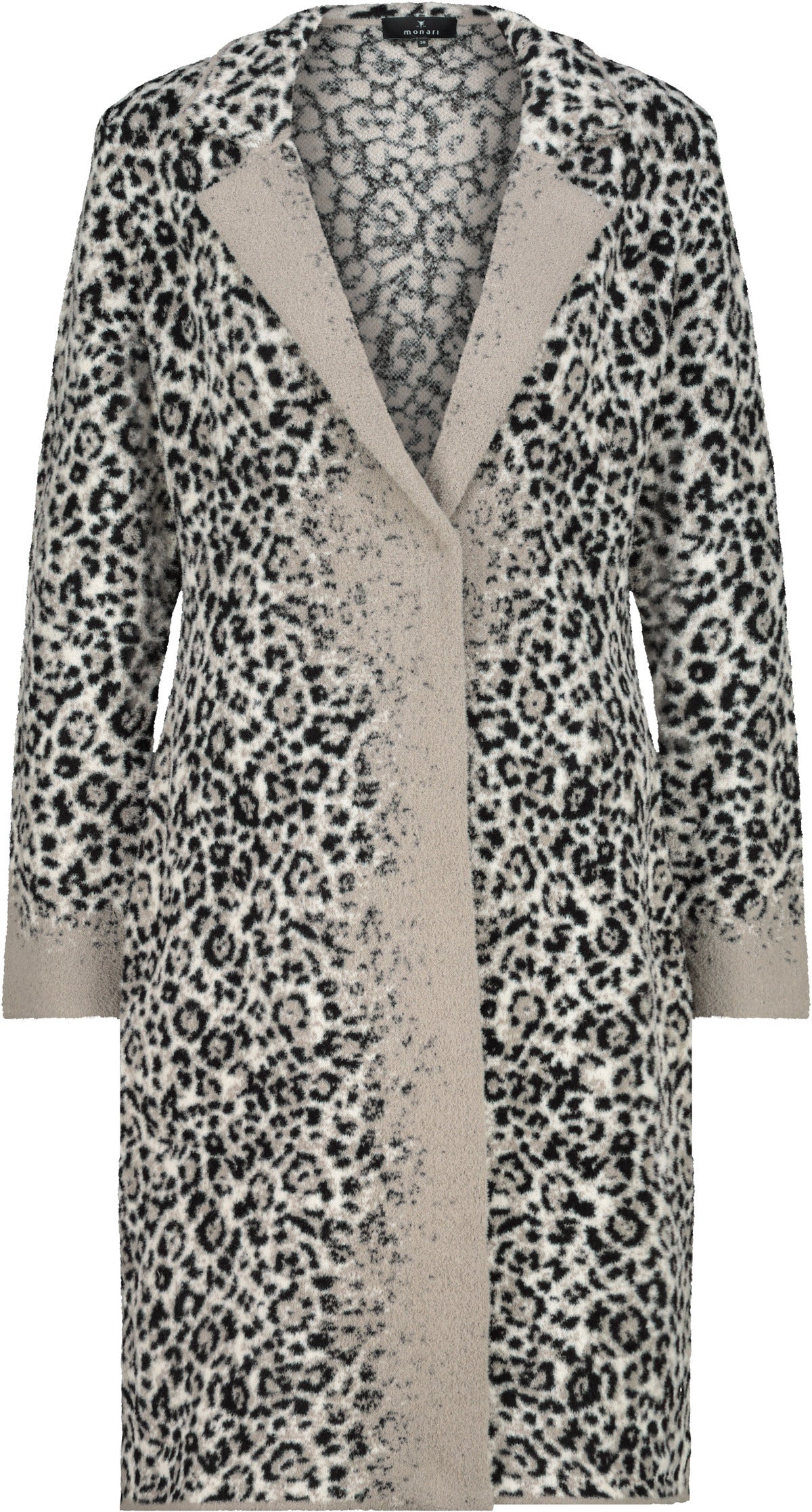 Monari Damen Strickmantel mit Leopardenmuster – Melange