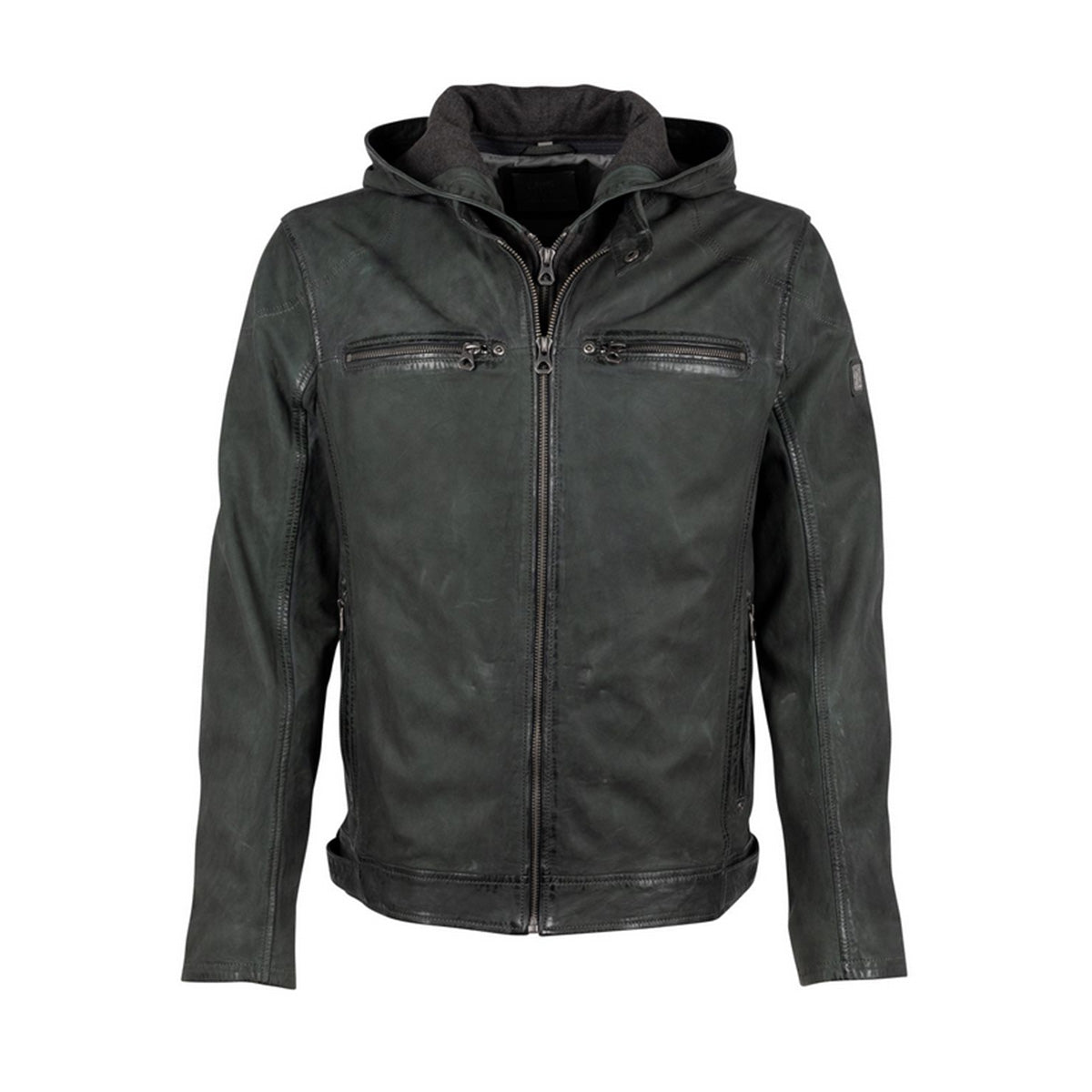 Gipsy Herren Lederjacke Biker GMCalan forest green – Melange