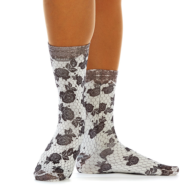 Wigglesteps Lady Socks BLACK ROSES