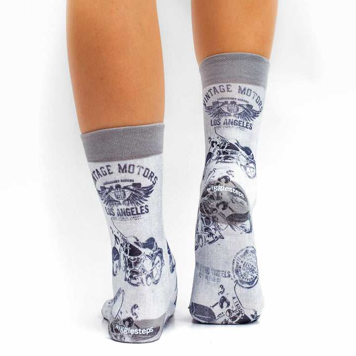 Wigglesteps Damen Socken VINTAGE MOTORS BLACK