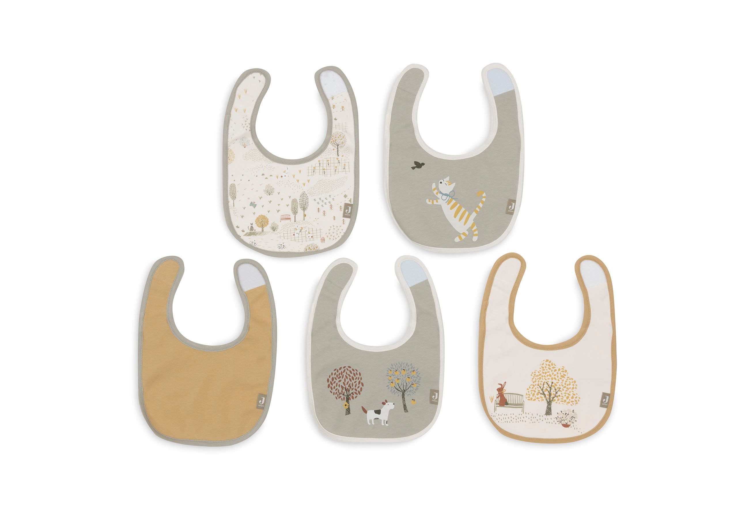 Jollein Baby Mädchen Lätzchen Jersey Wasserdicht - Tiny Park   - 5 Stück