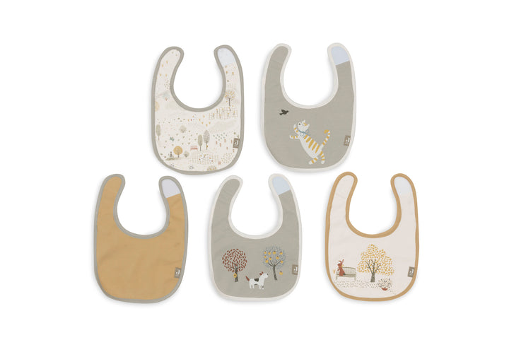 Jollein Baby Mädchen Lätzchen Jersey Wasserdicht - Tiny Park   - 5 Stück