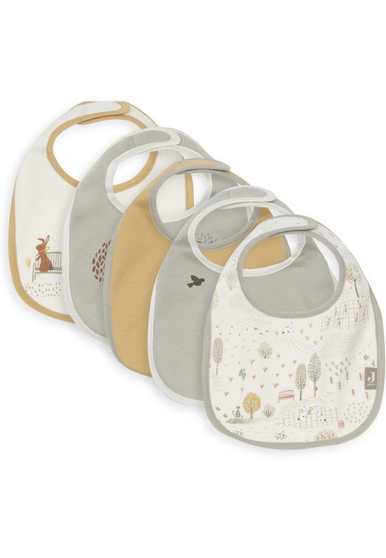 Jollein Baby Mädchen Lätzchen Jersey Wasserdicht - Tiny Park   - 5 Stück