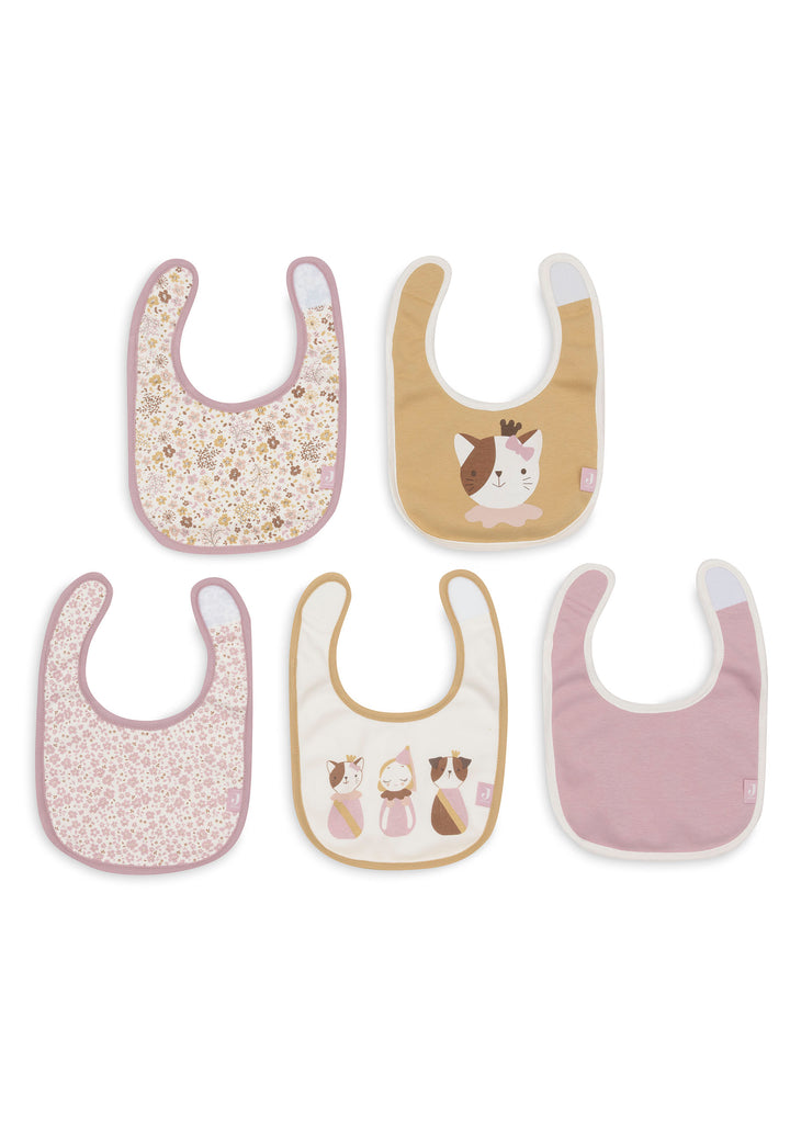 Jollein Baby Mädchen Lätzchen Jersey Wasserdicht - Flower Fairies  - 5 Stück