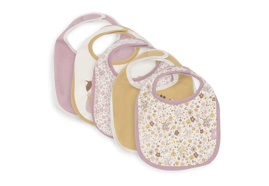 Jollein Baby Mädchen Lätzchen Jersey Wasserdicht - Flower Fairies  - 5 Stück