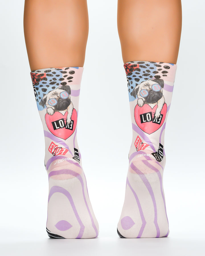 Wigglesteps Lady Socken PUG IN LOVE II