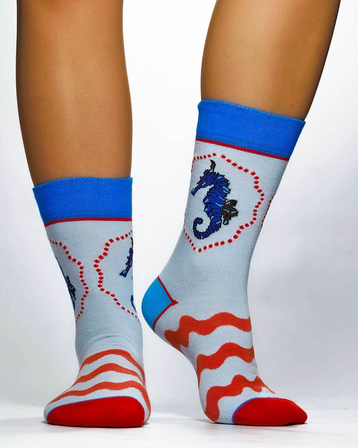 Wigglesteps Unisex Socken Knitting BLUE SEAHORSE