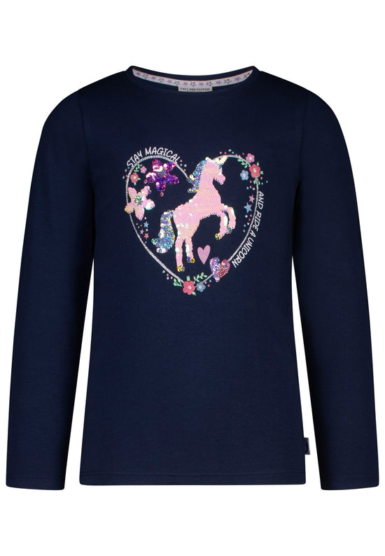 Salt and Pepper Mädchen Langarmshirt UNICORN – dark blue