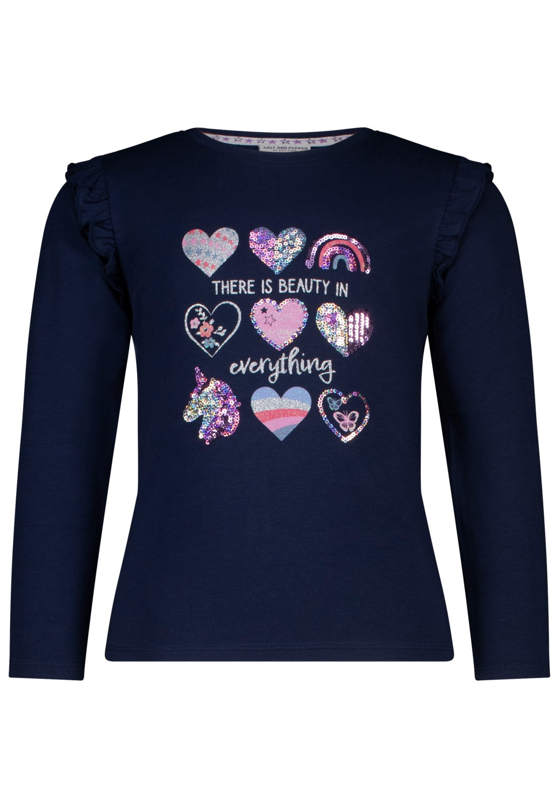 Salt and Pepper Mädchen Langarmshirt hearts – dark blue