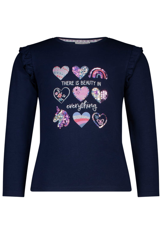 Salt and Pepper Mädchen Langarmshirt hearts – dark blue