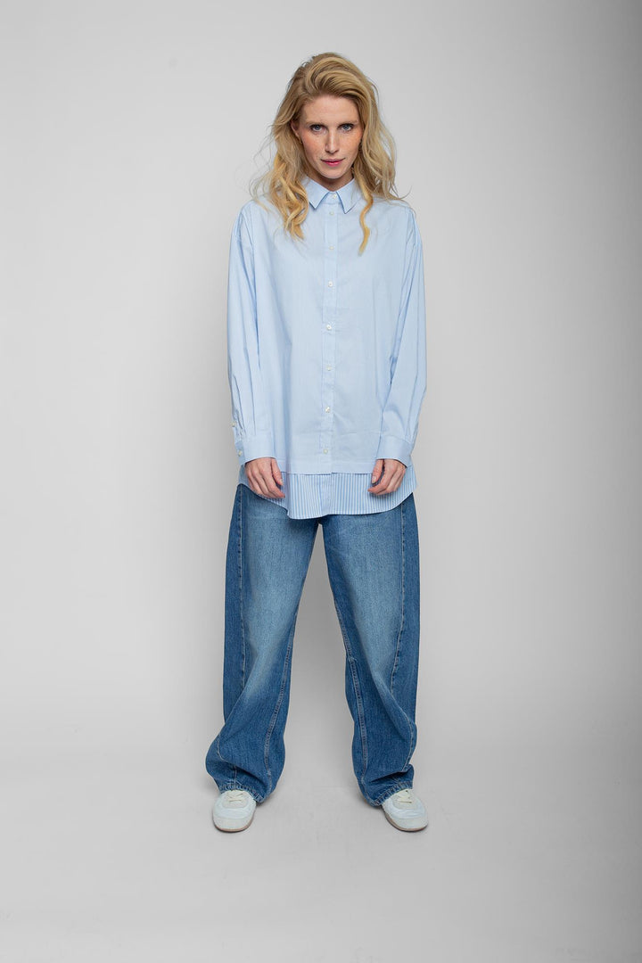 Emily van den Bergh Damen Bluse – bleu white