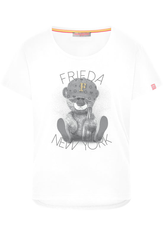 Frieda & Freddies Damen T-Shirt all white mit Print