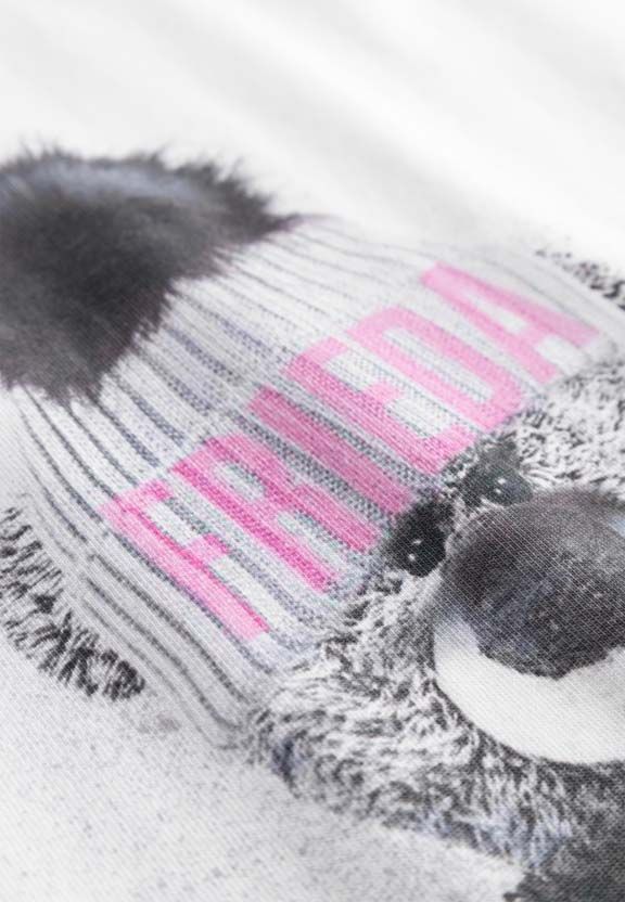 Frieda & Freddies Damen T-Shirt Teddy mit Sektflasche