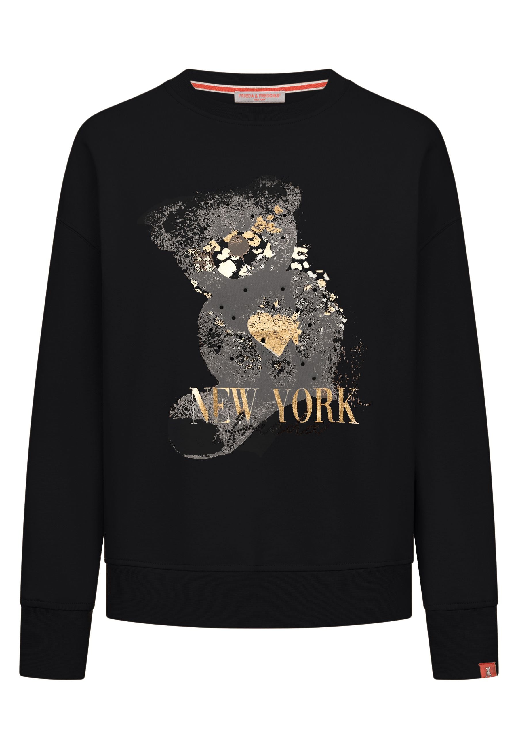 Frieda & Freddies Damen Sweat Pullover Teddybär-Aufdruck