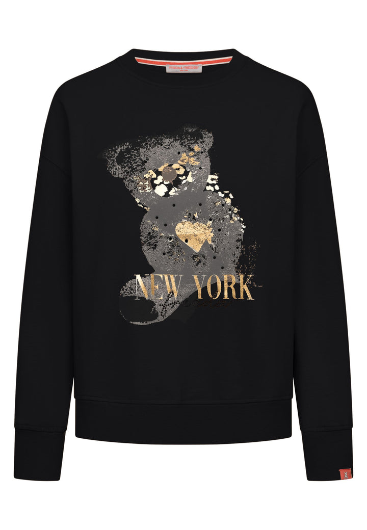 Frieda & Freddies Damen Sweat Pullover Teddybär-Aufdruck