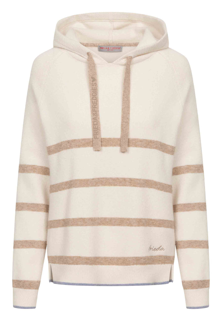 Frieda & Freddies Damen Strick Kapuzen-Hoodie - desert beige