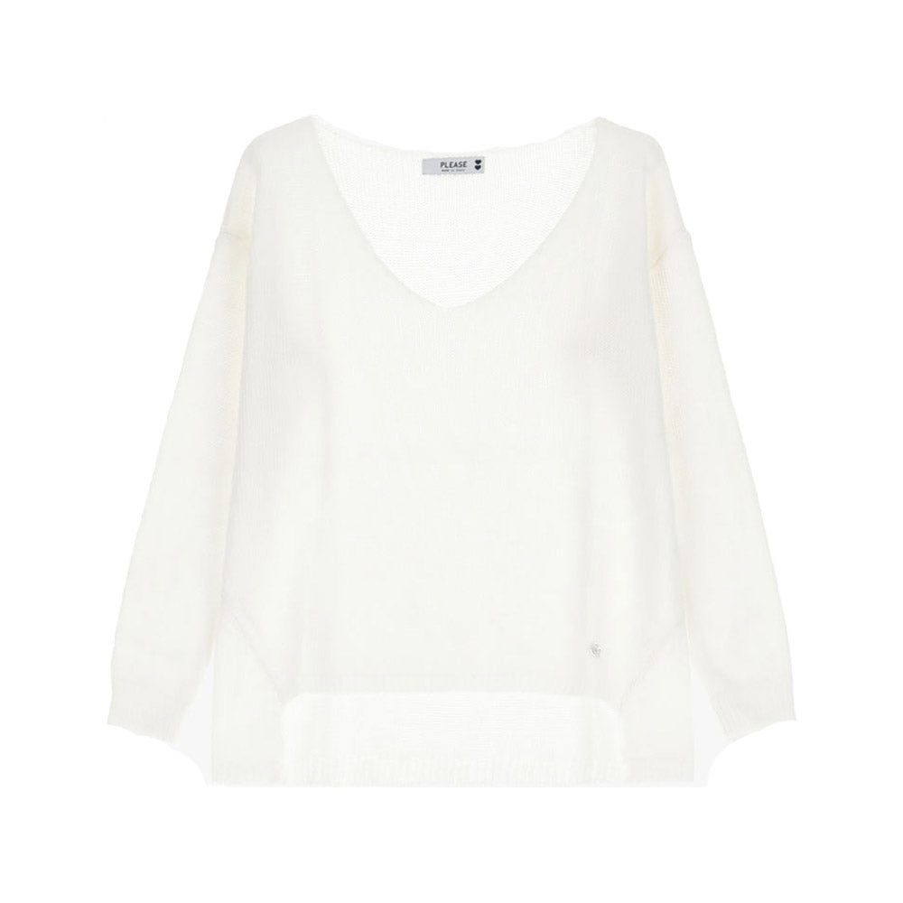 Please Damen Strickpullover mit V-Ausschnitt