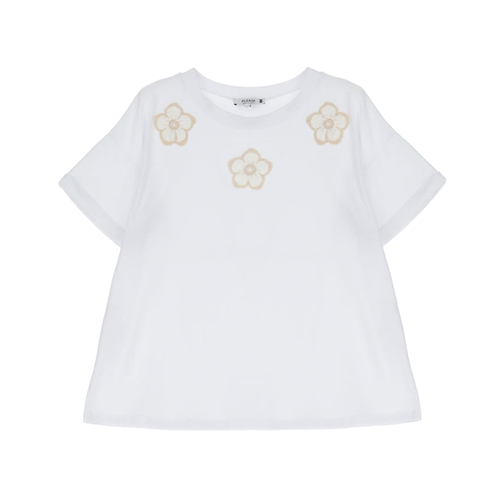 Please Damen T-Shirt mit Strickerei