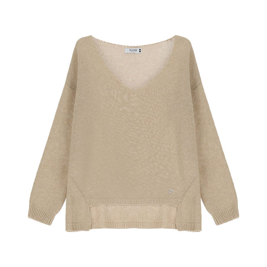 Please Damen Strickpullover mit V-Ausschnitt
