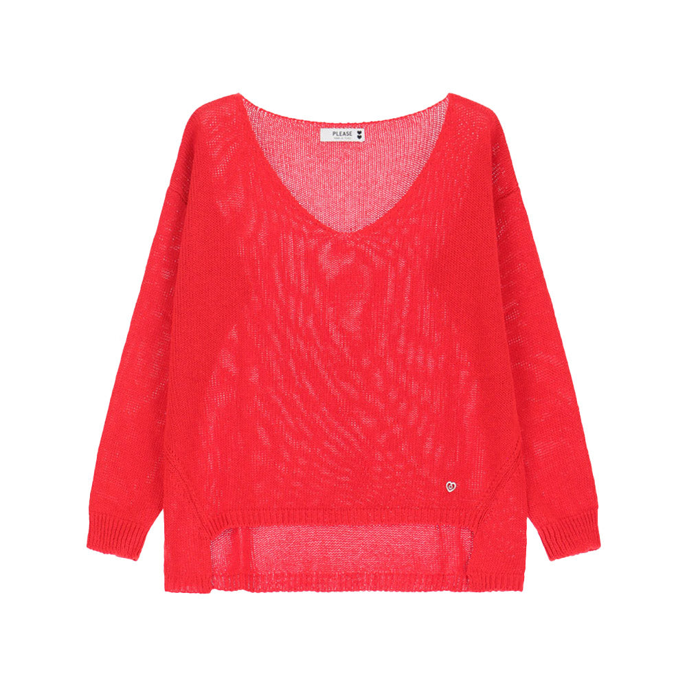 Please Damen Strickpullover mit V-Ausschnitt