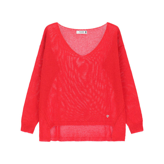 Please Damen Strickpullover mit V-Ausschnitt