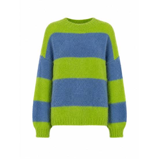 Emily van den Bergh Damen Strickpullover – grün gestreift