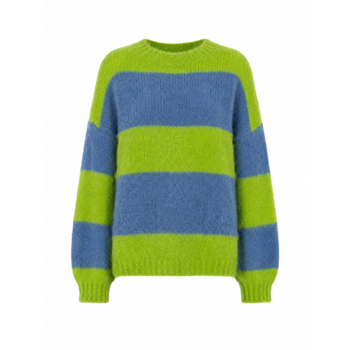 Emily van den Bergh Damen Strickpullover – grün gestreift