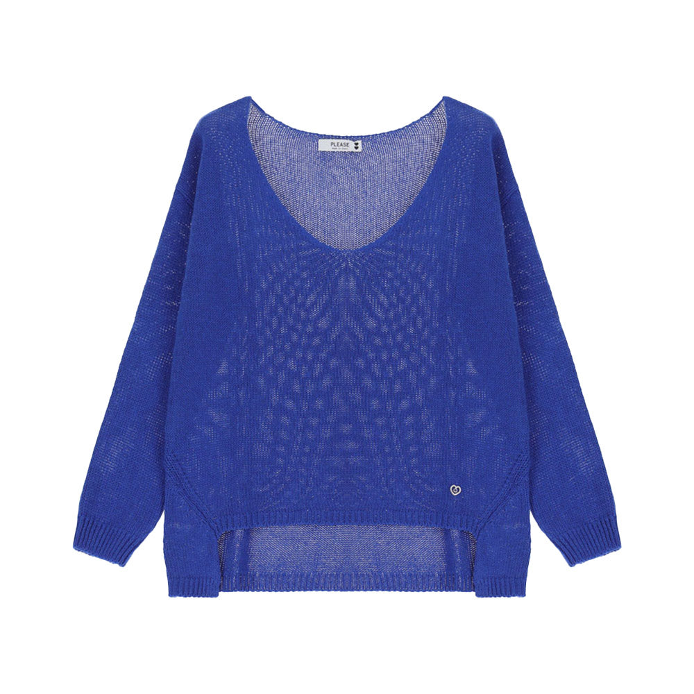 Please Damen Strickpullover mit V-Ausschnitt