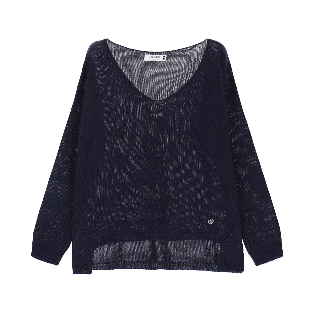 Please Damen Strickpullover mit V-Ausschnitt