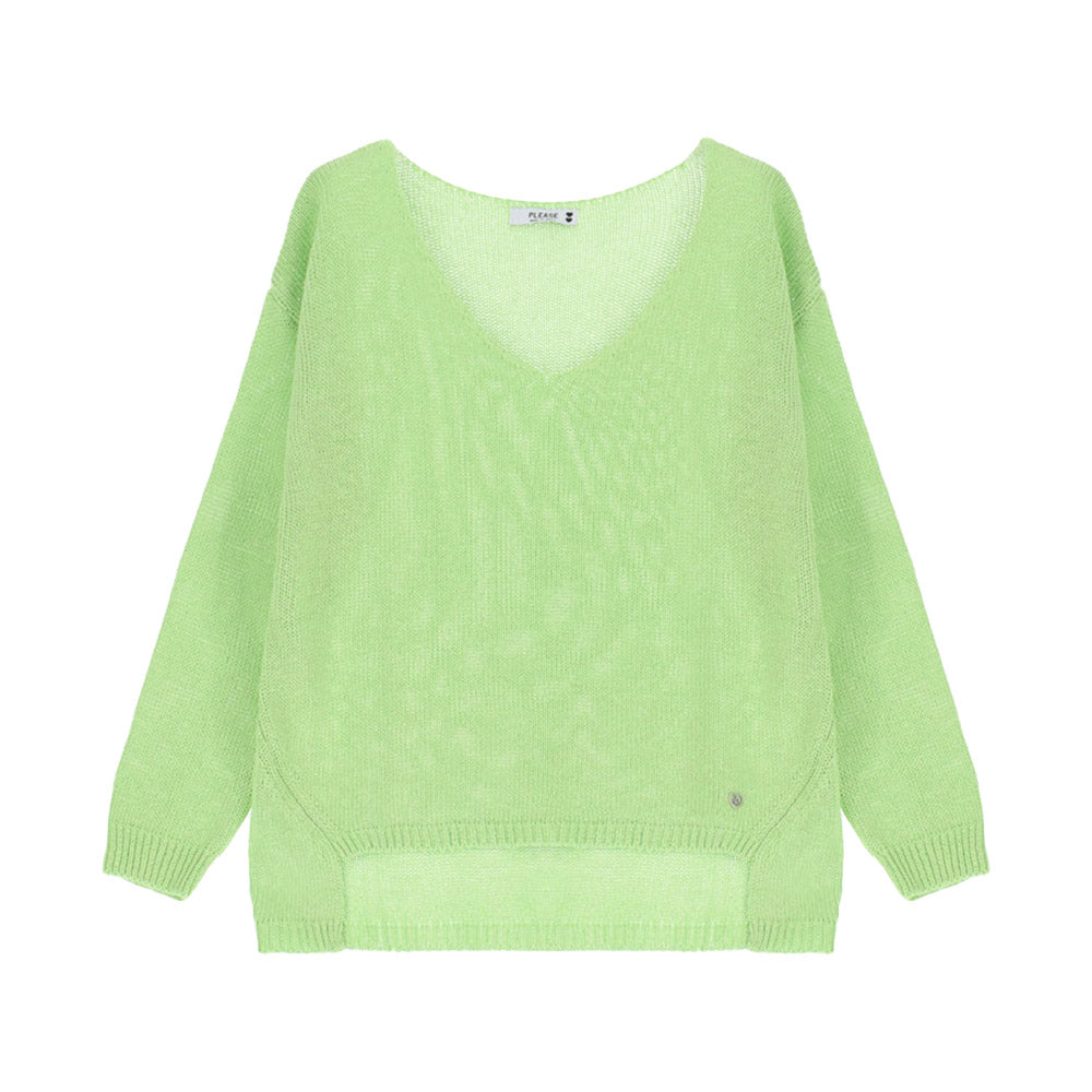 Please Damen Strickpullover mit V-Ausschnitt