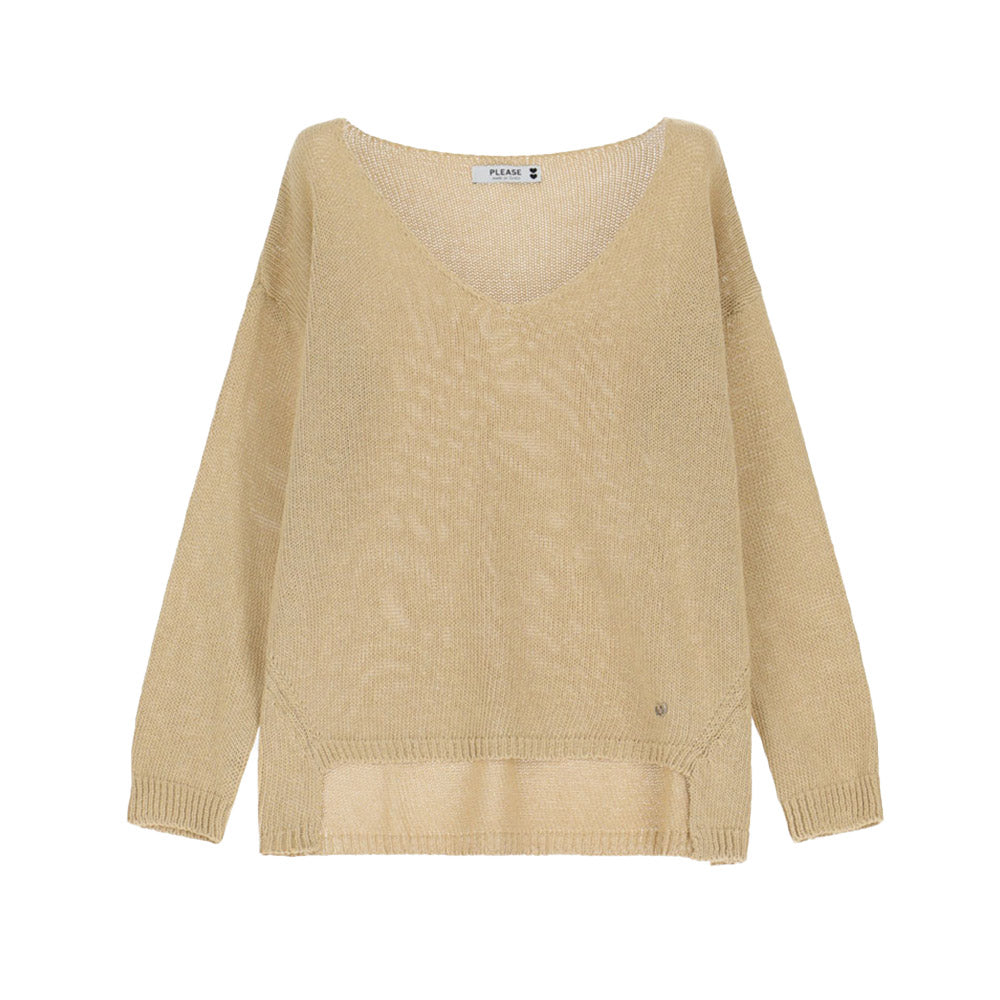 Please Damen Strickpullover mit V-Ausschnitt