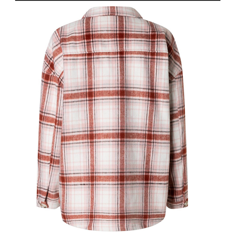 Timezone Damen Hemdjacke Check Overcoat-blush checks