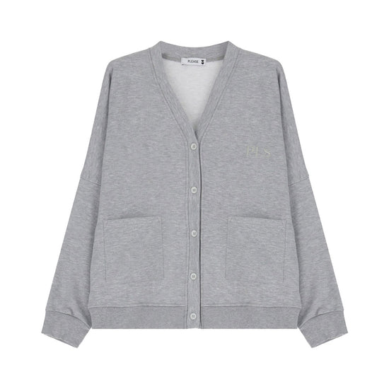 Please Damen Oversize Cropped College-Sweatjacke