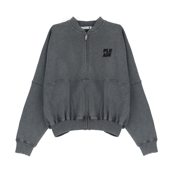 Please Damen Oversize Cropped Sweatjacke - grigio