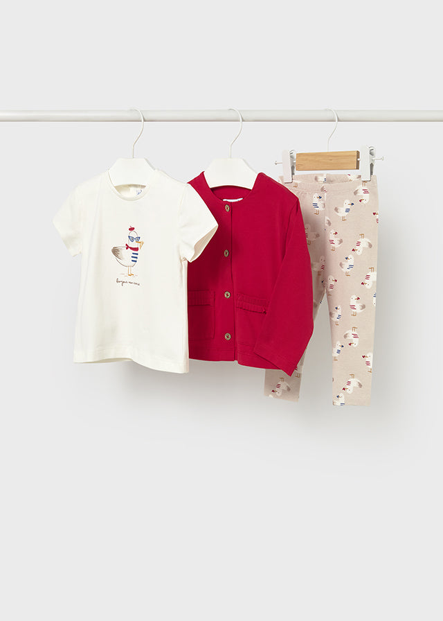 Mayoral Mädchen T-Shirt, Strickjacke und Leggings 1749