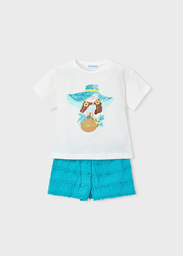 Mayoral Mädchen T-Shirt mit Shorts 3231 – pazifik
