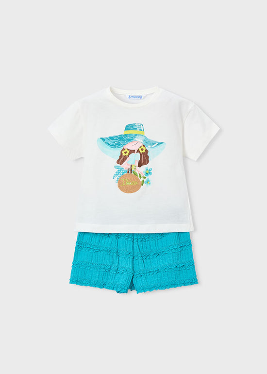 Mayoral Mädchen T-Shirt mit Shorts 3231 – pazifik