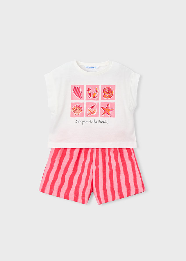 Mayoral Mädchen T-Shirt mit Short 3234 – mohn