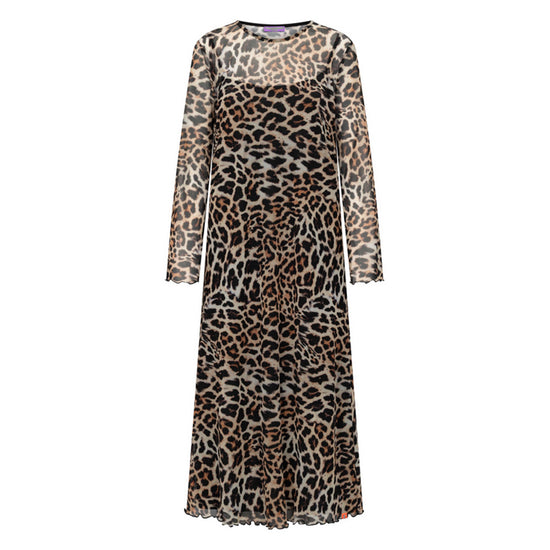 Frieda & Freddies Damen Maxikleid im Leo-Print – desert beige