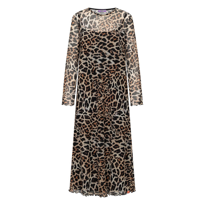 Frieda & Freddies Damen Maxikleid im Leo-Print – desert beige