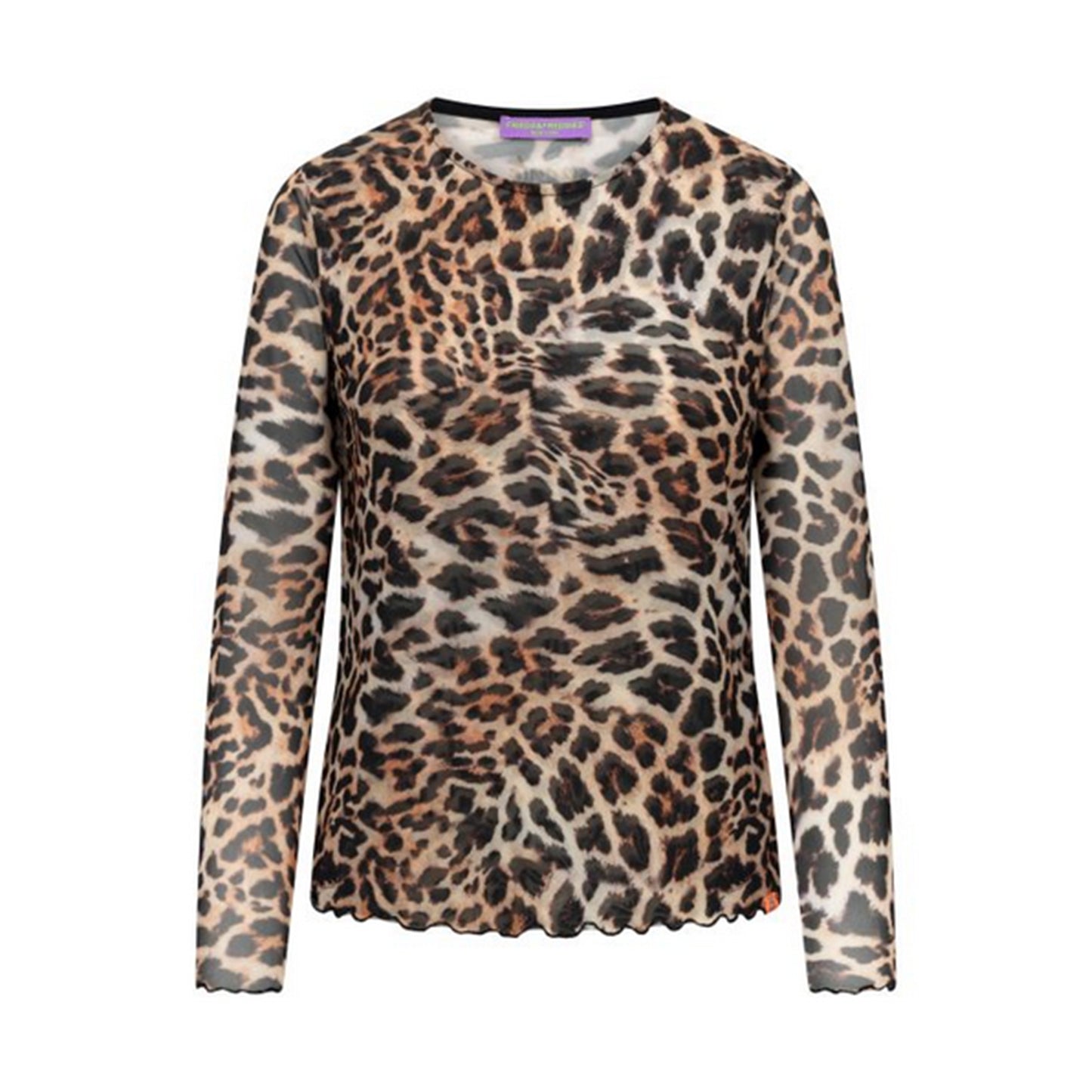Frieda & Freddies Damen Langarmshirt Leo-Print in Mesh-Optik