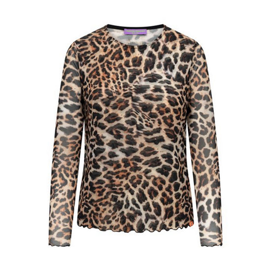 Frieda & Freddies Damen Langarmshirt Leo-Print in Mesh-Optik