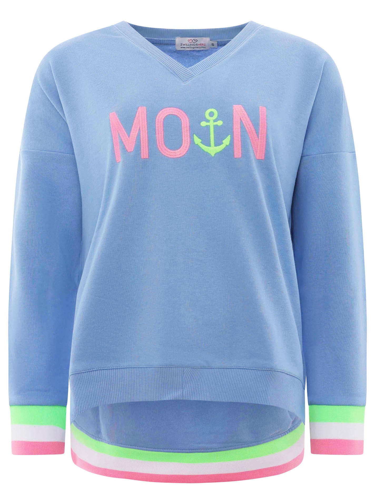 Zwillingsherz Damen Sweatshirt V-Neck "MoinZH"