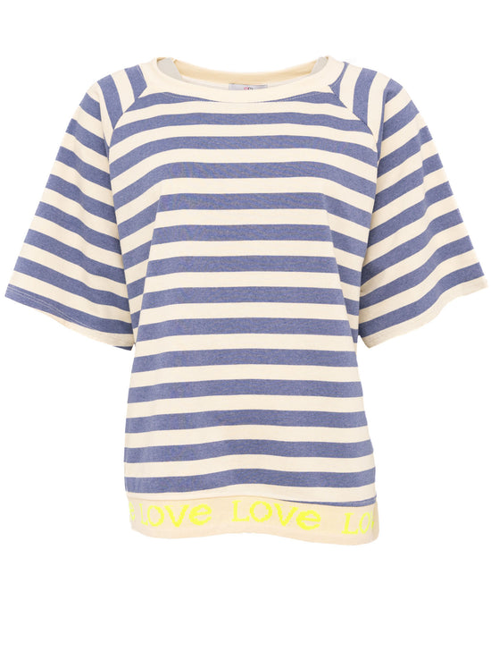 Zwillingsherz Damen Shirt BW "Love & Streifen"