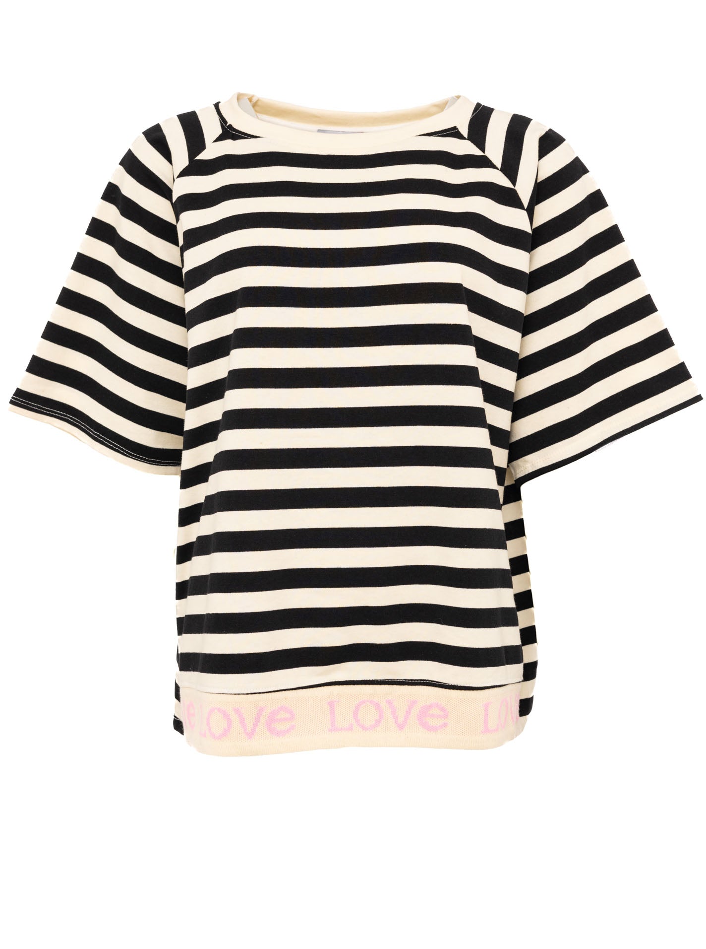 Zwillingsherz Damen Shirt BW "Love & Streifen"