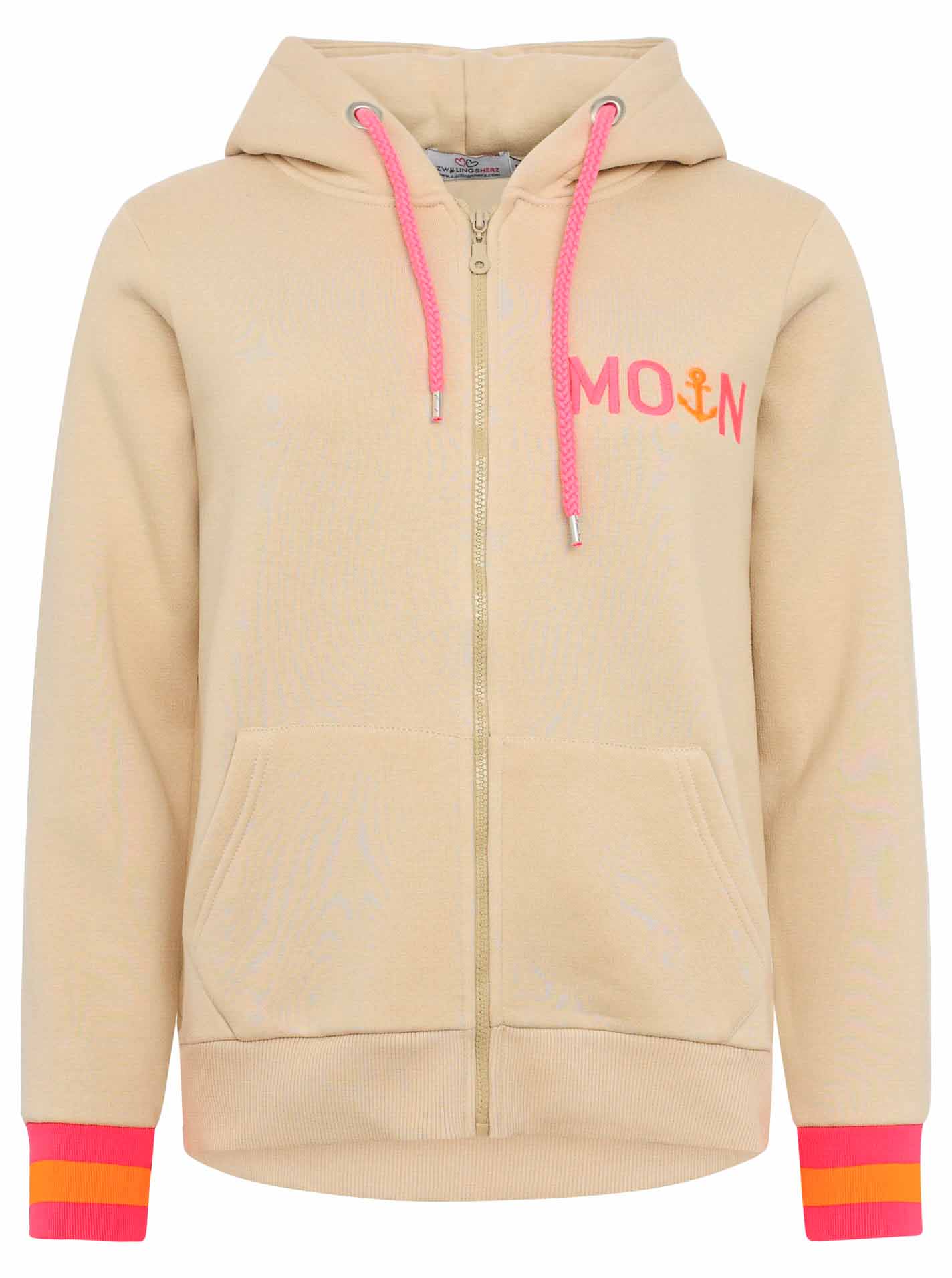 Zwillingsherz Damen Kapuzensweatjacke BW "MOIN"