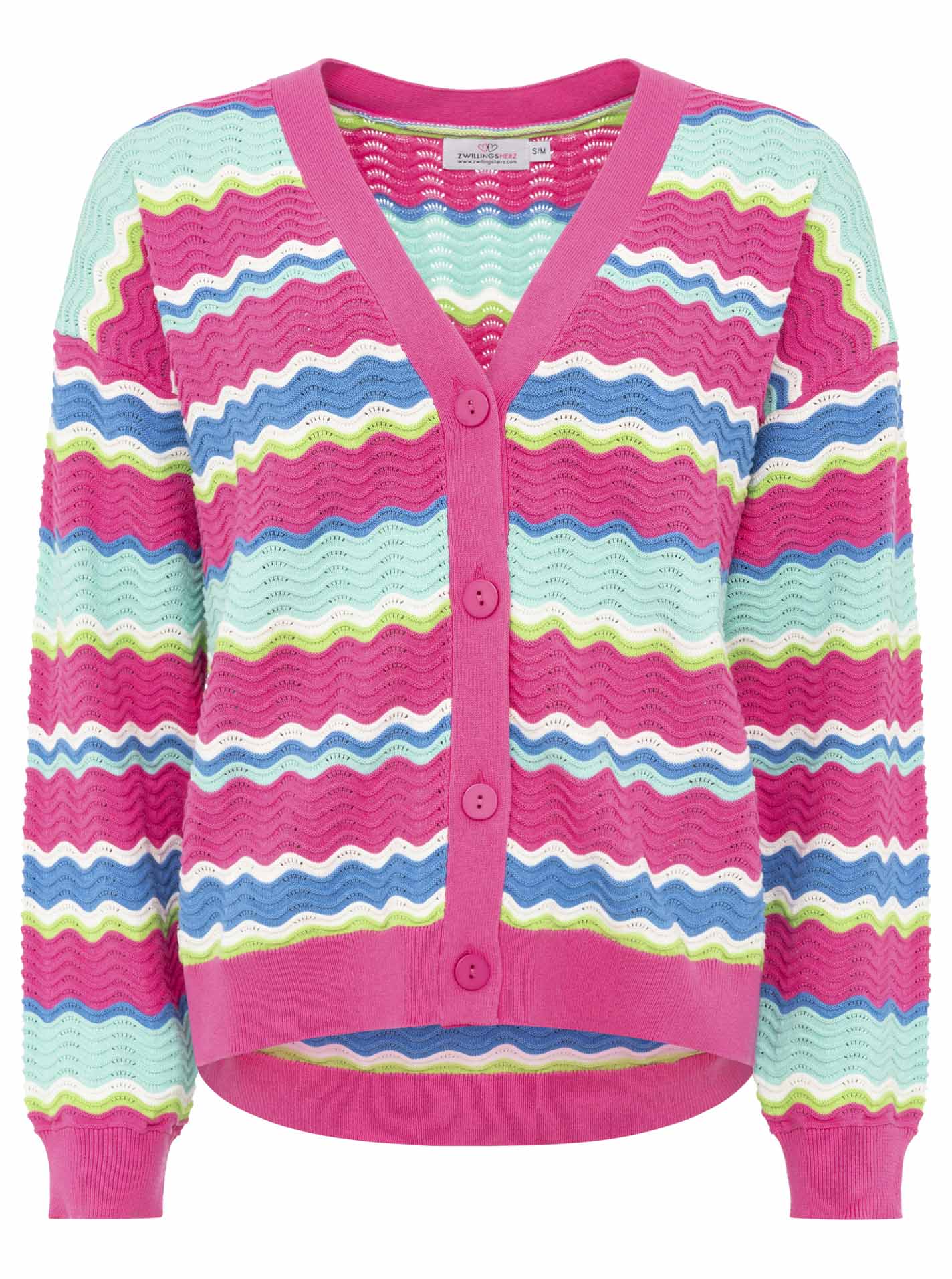 Zwillingsherz Damen Cardigan "Streifen Wellen"