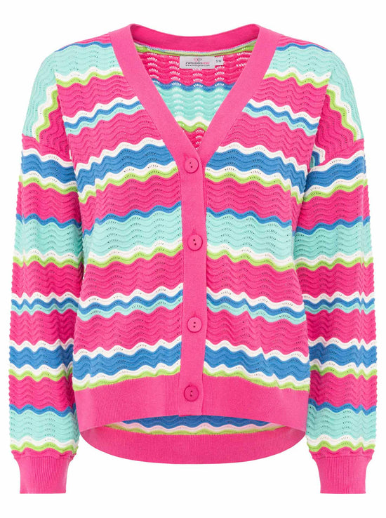 Zwillingsherz Damen Cardigan "Streifen Wellen"