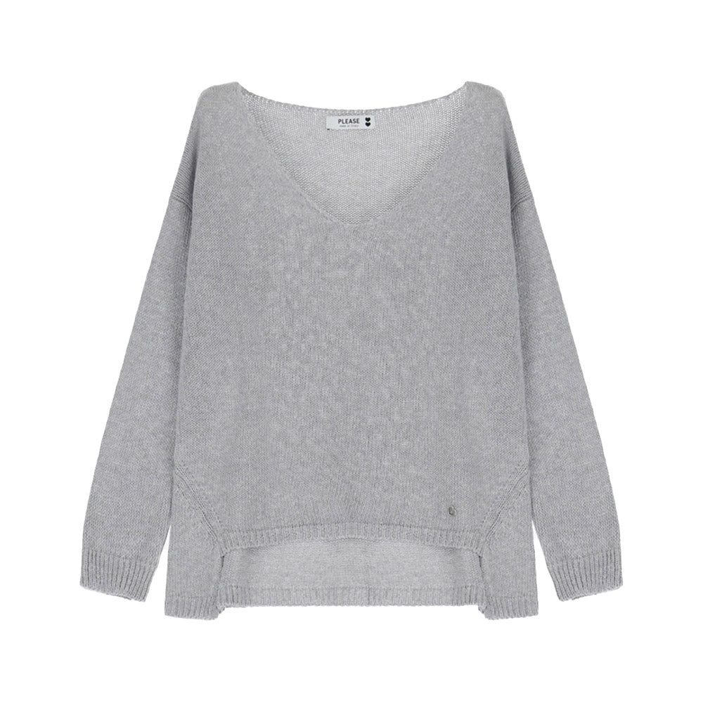 Please Damen Strickpullover mit V-Ausschnitt